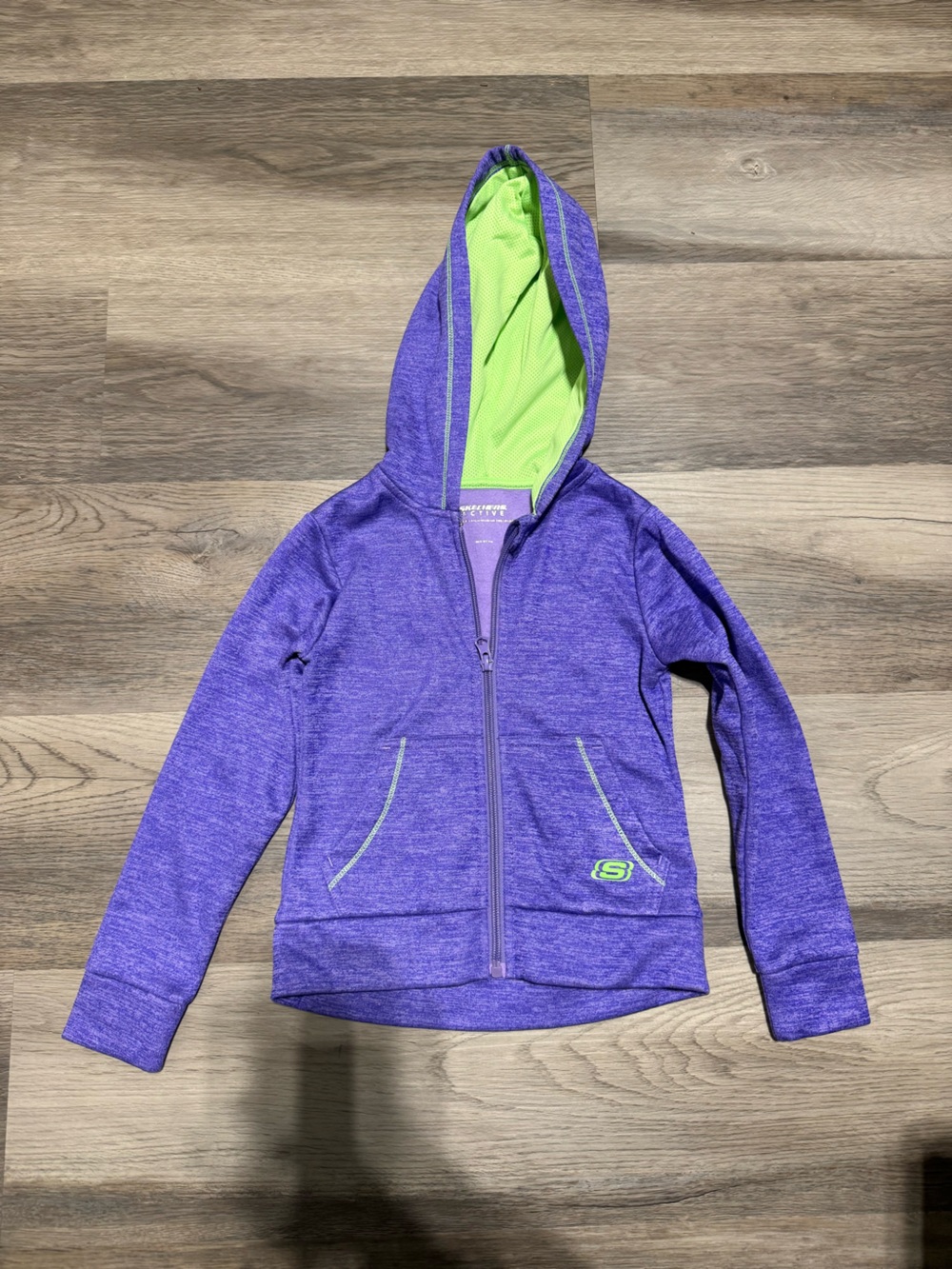 Skechers Purple Hooded Zip-Up with Lime Lining